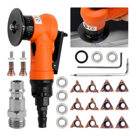 2 in 1 45° Pneumatic Chamfering Machine Kit with Blade and Bearing, Hand Grinding Tools for Arch Corner, 1/4" Air Inlet for Metal Burr, Trimming Wood, Deburring (6C & 6R Angle Blades, OG)