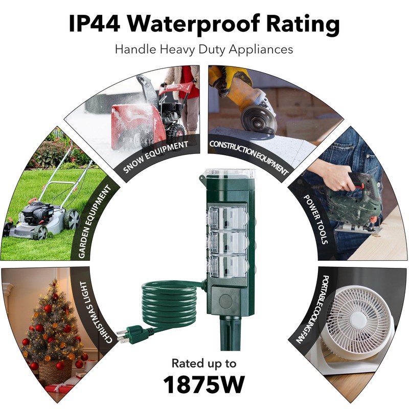 HBN Outdoor Smart Plug Waterproof with 6 Outlets,WiFi Power Stake