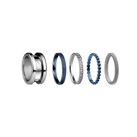 BERING Exchangeable Ring Set for Women in Silver and Blue with the Distinctive Twist and Change System, Symphony Set A