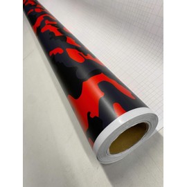 RED Black Gray Camouflage Vinyl Car Wrap Film Sheet + Free Cutter & Squeegee ( Except Sample Size ) (15FT x 5FT / 180" x 60")