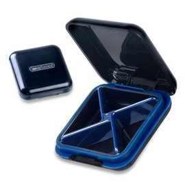 MIMIROOM 4 Fächer Pillenbox, Tablettenschachtel, Pillendose Klein für Unterwegs, Tragbarer Wasserdichter Mini Pillen Dose, Geeignet für Vitaminpräparate, Schwarz