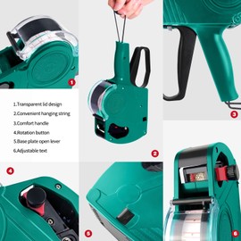 MX5500 8 Digits Price Tag Gun,Price Gun Kit with 3 Ink Refill Pricing Gun,Label Gun Label Maker Pricing for Office Retail Shop Grocery Store Organization Marking(Green)