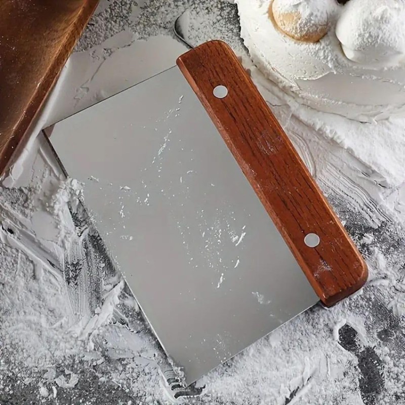 16.7 X 10.8CM Stainless Steel Bench Scraper with Wooden Handle