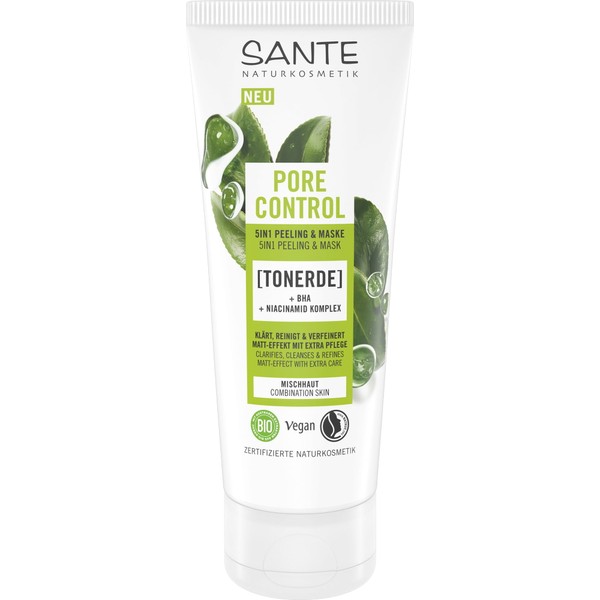 SANTE Naturkosmetik Pore Control 5-in-1 Peeling & Mask, 100 ml