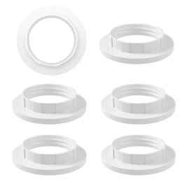 6 Piece Lampshade Reducer Ring E14 Screw Collar Ring 28MM, Lampshade Fittings E14 for Table Lamp, Ceiling Lights, Plastic Screw Bulbs Lamp Holder Twist Lock Socket Replacement Ring（White）