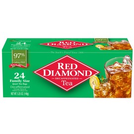 Red Diamond Iced Tea Bags, Decaffeinated, Family Size Tea Bags, Delicious And Freshly Brewed Taste, Special Premium Blend, 144 Count (Pack of 6)