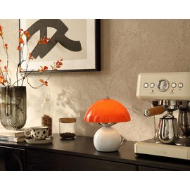 Glivpny Touch Bedside Lamp for Bedroom,Small Mushroom Table Lamps for Nightstand,Mushroom Decor Mini Modern Mid Century Lamp,Cute Lamps for Small Spaces for Kitchen Counter (Red)