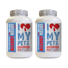 cat allergen Reducer - Dog and CAT Allergy Relief - for Pets - Relieve ITCHING - Premium - Licorice Cats - 150 Treats (2 Bottles)
