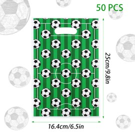 BAHABY 50pcs Plastic Soccer Gift Bags Soccer Party Bags Sport Candy Goodie Snack Treat Bags Football Pouch Party Favors