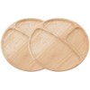 Fuji Boeki Wooden Round Dish with Dividers x 2 Piece