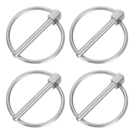 sourcing map 4Pcs 3/16" x 1-1/2" Linch Pin with Ring, Stainless Steel Round Linch Pins for Boat Kayak Canoe, Trailer Trolley Trucks Mower, Silver