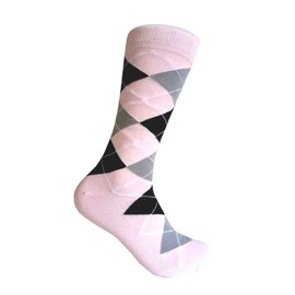 Men's Groomsmen Wedding|Party Events|Gala Collection Argyle Dress socks,Light Pink/Light Gray/Black One Size