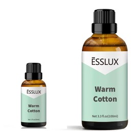 ESSLUX Warm Cotton Fragrance Oil 30ml &100ml, ESSLUX Aromatherapy Essential Clean Scented Oils for Diffuser, Massage, Soap, Candle Making Scents, Perfume, Home Fragrance