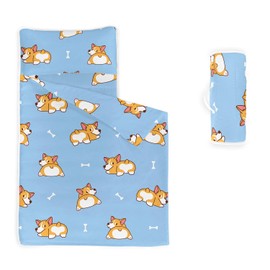 Datura home Nap Mat -Cute Dogs Sleeping Bag with Removable Pillow - Daycare and Sleepovers Preschool Kindergarten Bedding Set for Kids Toddler Boys Girls(Dogs Standard)