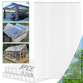 Sinimaka 8 Pack Polycarbonate Greenhouse Panels, 4' x 2' x 0.24'' Twin-Wall Polycarbonate Sheets, All Weather Clear Roof Panels Greenhouse Replacement Panels