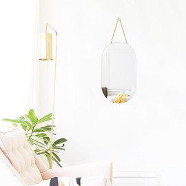 Oval Mirror, Oval Wall Mirror with Lanyard, High Definition Bathroom Mirror for Bathroom, Hallway, Living Room Modern Round Wall Mirror, Easy to Install (White, 9.2x15.9inch)