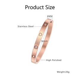 TTPSRY Bracelet Women 18K Stainless Steel Zirconia Crystal Lover Heart Fashionable Vintage Geometric Round Bangle Jewellery Gift Birthday Christmas for Girls Girlfriends Sisters Friends Mom