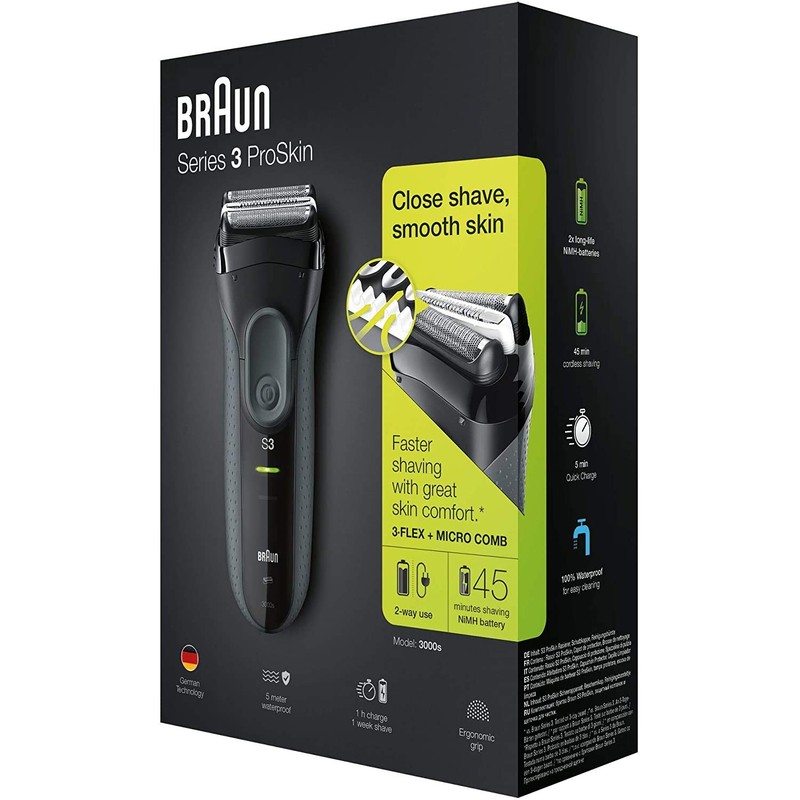 Braun Series 3 ProSkin 3000s Electric Scheerapparaat, Zwart - Oplaadbaar