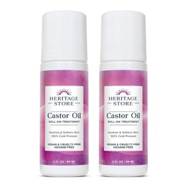 HERITAGE STORE Castor Oil Roll On Hair Treatment - Targeted Hydration for Skin Care, Hair Care, Quick and Easy Castor Oil Pack Wrap - Vegan, Hexane Free,