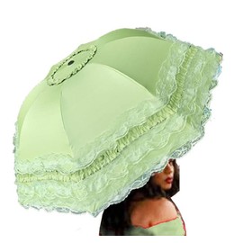WENDIN Vintage Foldable Lace Parasol Gothic Umbrella rain Anti-uv Protection lace parasol sunblock umbrella dome Photo Props girls parasol umbrella women lace umbrella (Manual Green)