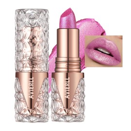 AKARY Shimmer Pearl Mermaid Lipstick, Waterproof Metallic Lip Gloss Makeup for Women, Hydrating Tinted Lip Balm with Creamy Texture Non-Stick Cup, High Impact Lip Color with Transfer-proof Wear, 04