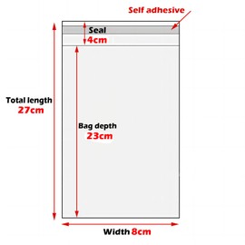 Zydiwo Pack of 200 Transparent Cellophane Bags Sticker Bag Small Plastic Bag OPP for Confetti Jewellery Gift Doll (8 x 27 cm)