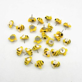 Tiardey 30pcs Cartoon Push Pin Creative Bee Shaped Thumb Tacks Nails DIY Stud for Feature Wall Whiteboard Cork board Bulletin Board Photos Maps