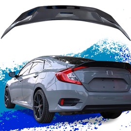 AAriguthel Civic Spoiler Rear Spoiler Compatible with 2016-2021 Civic 10th Gen 4-Door Sedan Highkick Duckbill ABS Rear Trunk Spoiler (Glossy Black)