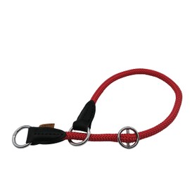 Aiminto Rope Pro Training Dog Collar, Knople Round Martingale Collar, Slip Collar, with Slide Double Stop Ring - Perfect for Small Medium and Large Dogs (M 8mm Thick, 45cm, Red)