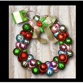 Signature Christmas jingle bell wreath 10-11” Metal DUALside:RED,G