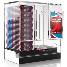 Booster-Pack-Dispenser with Black Base Premium 3-Slot Acrylic Card Pack Dispenser Organize & Display PKMN, MTG, Sports Cards - Stackable TCG Storage (108+ Packs)