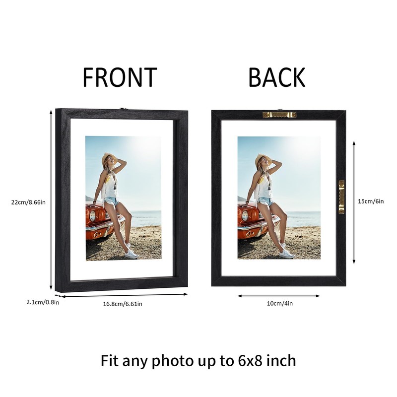 Trwcrt 4x6 Floating Picture Frames Set of 4, Double Glass