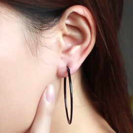 Caimeytie Oval Women's Creole Earrings Stainless Steel, Stainless Steel, Not applicable