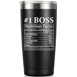 Boss Gifts for Men & Women - Cool World's Best Boss Day Gifts for Boss from Employees, Unique Boss Appreciation Birthday Christmas Boss Tumbler 20oz, Black