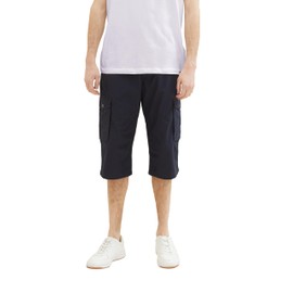 TOM TAILOR Men's Relaxed Fit Overknee Cargo Shorts, 34697 - Navy Geometric Structure