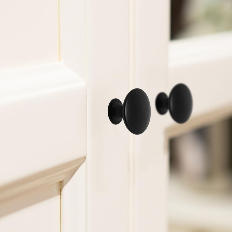 SWZHAI 16 Pcs Black Cabinet Knobs, Round Dresser Knobs Kitchen