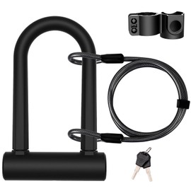UBULLOX Bike U Lock Heavy Duty Bike Lock Bicycle U Lock, 16mm Shackle and 4ft/6ft Length Security Cable with Sturdy Mounting Bracket for Bicycle, Motorcycle and More