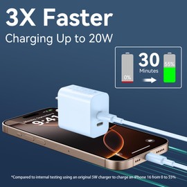 Fast Charger for Phone 16 15 Pro Max Charger, 20W Dual Port USB C Fast Charger Block with 10FT Long USB C to C Charging Cable Cord for Phone 16 15 Pro Max/16 15 Pro/15/15 Plus,Pad Pro, Galaxy S24