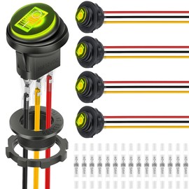 DAOKAI Round Rocker Switch with Shell 2 Position 12V 20A ON Off Waterproof Heavy Duty Illuminated Marine Round Toggle Switch Yellow LED Lighted for Marine Car RV Truck -5Pcs