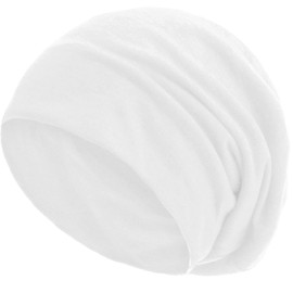 style3 Warm Autumn Winter Slouch Beanie XXL Made of Breathable, Fine and Lightweight Jersey Unisex Hat Winter Hat One Size, White