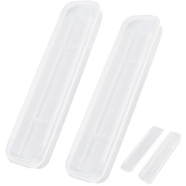 CRASPIRE 2Pcs Portable Flatware Box Travel Tableware Storage Case Plastic Reusable Clear Utensil Holder Carrying Case Organizer for Cutlery Silverware Camping Picnic Fork Spoon Chopsticks 8.2x2.1 Inch