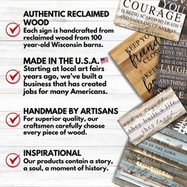 Vintage Reclaimed Wood Sign by Second Hand By Nature - 28 x 28 Handmade Rustic Nautical Home Decor for Lake House Living Room, Bedroom, or Fireplace - Natural Lakeside Wall Hanging (Lake Rules)