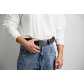 SILKSEA - Cinturón de piel para hombre, estilo clásico con estampado floral de vaquero occidental con hebilla para hombre, con estampado en relieve, Cinturón de piel negro, Large(40"-44")