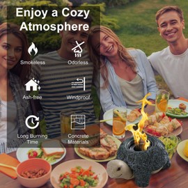 Tabletop Fire Pit, KISKVV Cute Turtle Mini Table Top Firepit, Concrete Smores Maker Kit, Indoor Outdoor Firepit, Portable Fire Pit for Camping, Patio Decor, City Bonfire, Alcohol Burner,Holiday Party