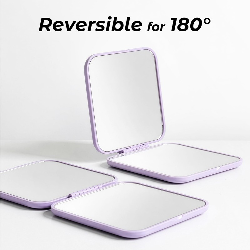 Compact Mirror, Pocket Travel Makeup Mirror for Purse, Metal Square