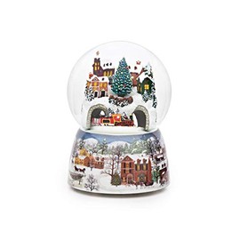Roman - Musical Christmas Train in Village Glitterdome, Rotating, 120mm, Wind Up, 6" H, Resin, Glass and Water, Christmas Collection, Home Decor, Adorable Gift, Beautifully Detailed