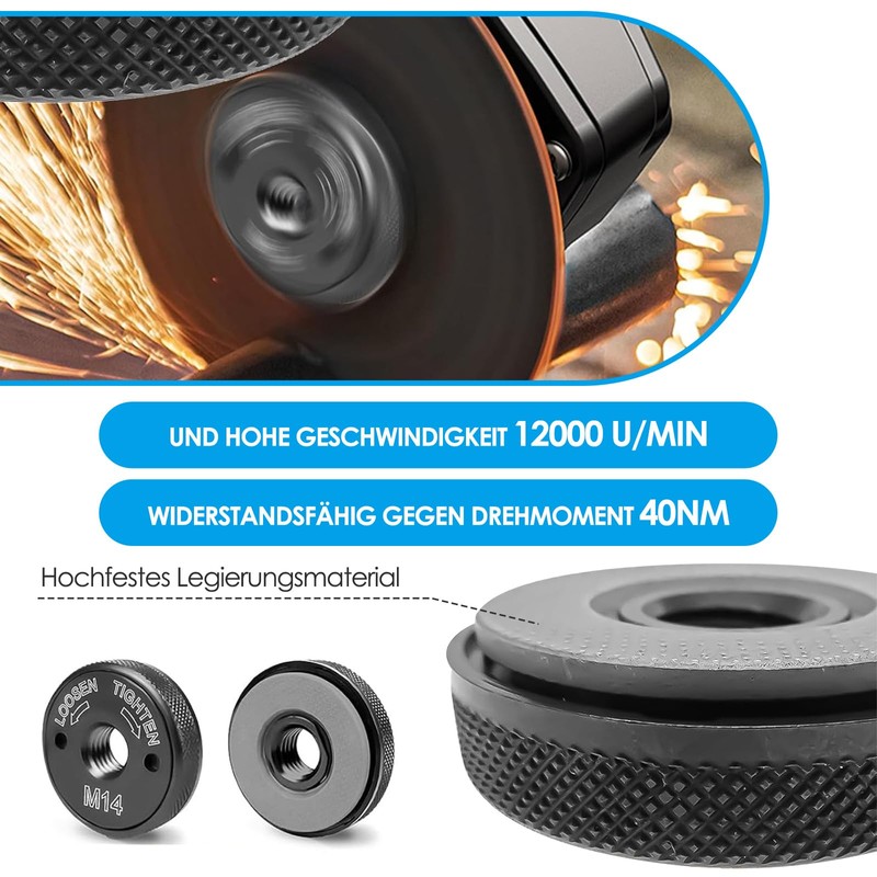 Pack of 2 Quick Release Nuts for Angle Grinder, Black