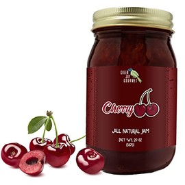 Green Jay Gourmet Cherry Jam - All-Natural Fruit Jam with Cherries & Lemon Juice - Vegan, Gluten-free Jam - Contains No Preservatives or Corn Syrup - Made in USA - 20 Ounces