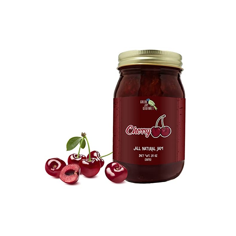 Green Jay Gourmet Cherry Jam - All-Natural Fruit Jam with