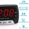 Westclox Large 1.4” Red LED Digital FM Clock Radio with
